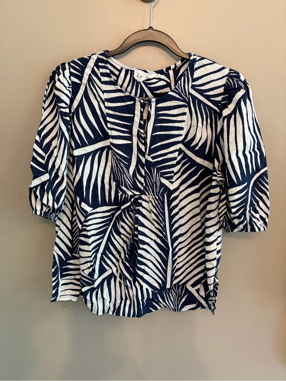 Panama Jack linen blend navy blue girls pattern shirt size L. Please read